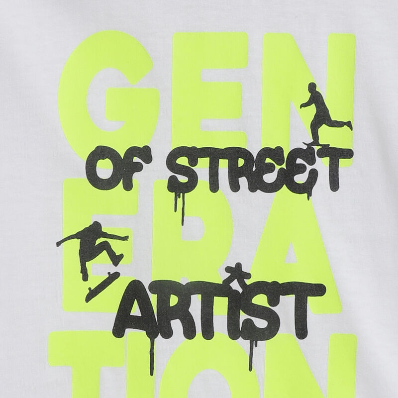 Boys White Neon Graphic Printed T-Shirt image number 3